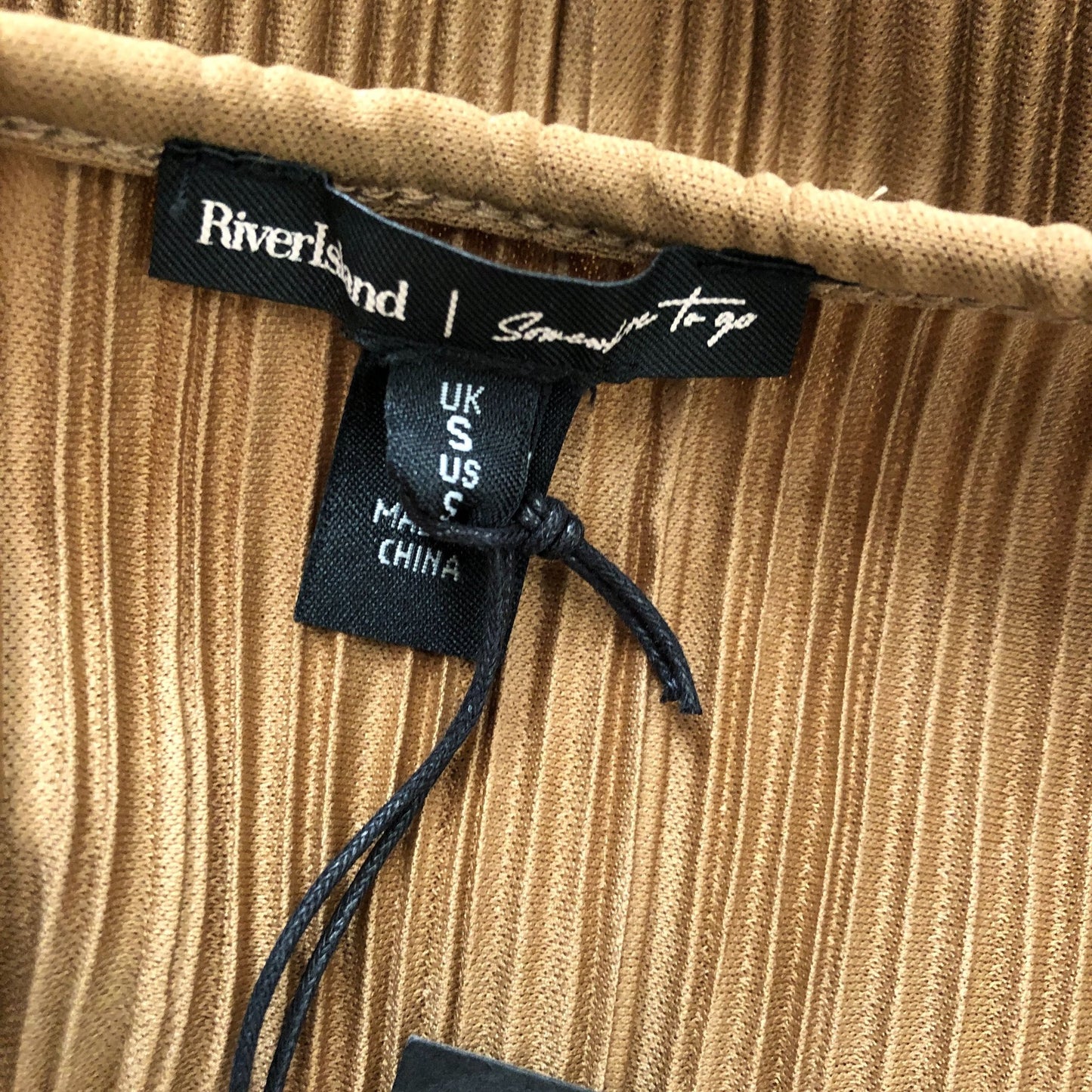 River Island Women's Pleated Top Size S Brown Wrap Style With Belt Detail