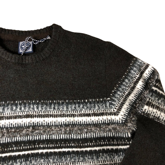 Weird Fish Dorson Stripe Sweater M Men's Black Knit Knitwear Wool Blend