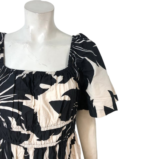 River Island Floral Print Maxi Dress Size 16 Women's Black White Summer