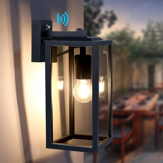 HLFVLITE Dusk To Dawn Outdoor Light With Sensor Matte Black E27