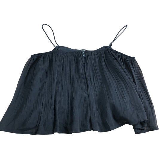 River Island Black Pleated Top UK16 Women's Lightweight Spaghetti Strap Sleeves