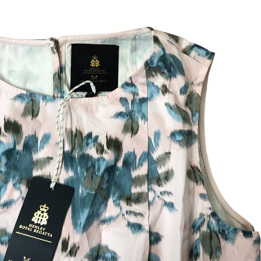 Crew Clothing Henley Royal Regatta Floral Dress Size 16 Sleeveless Pink Blue