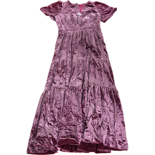 Velvet Dress Size M Women's Short Sleeve Maxi Dress Burgundy