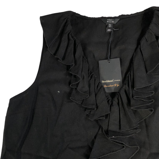 River Island Women's Black Ruffled Top UK12 Casual Sleeveless