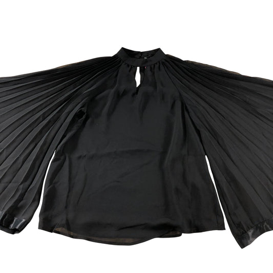 Branded Black Pleated Sleeve Top - Size 6