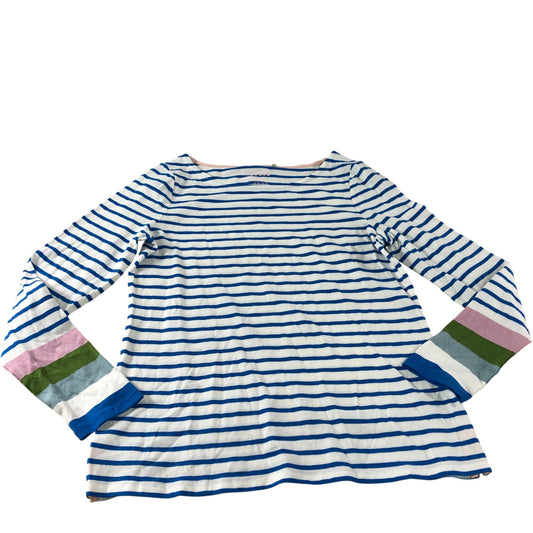 Boden Blue Striped Long Sleeved Multicoloured Striped Cuff Top - Size 10