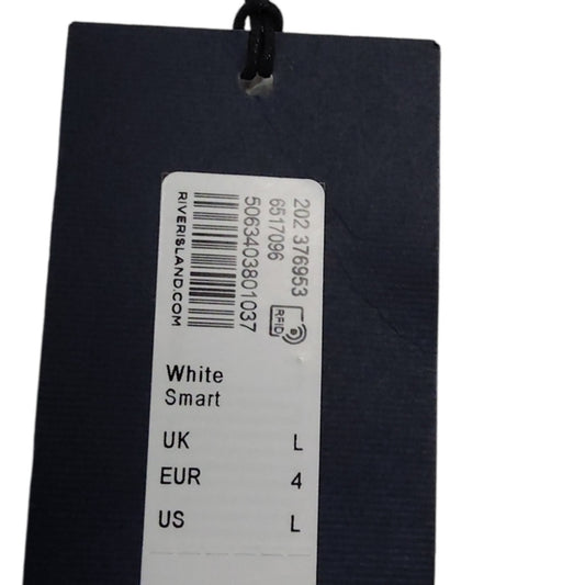 River Island Women's White Smart Cardigan Size L Collared Knit Textured