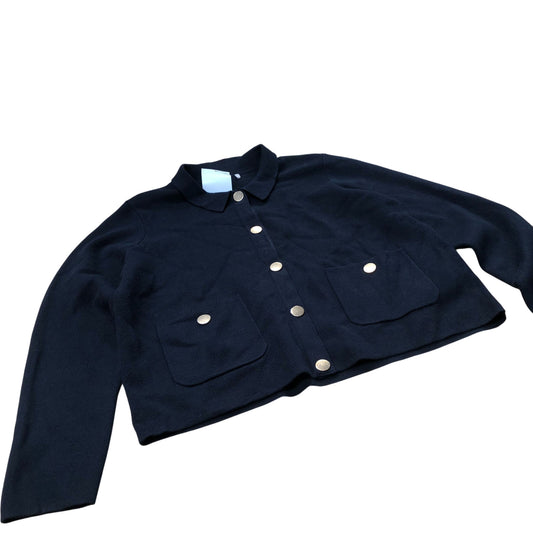 Cropped Cardigan Women's Black Button Up Casual Coat Large
