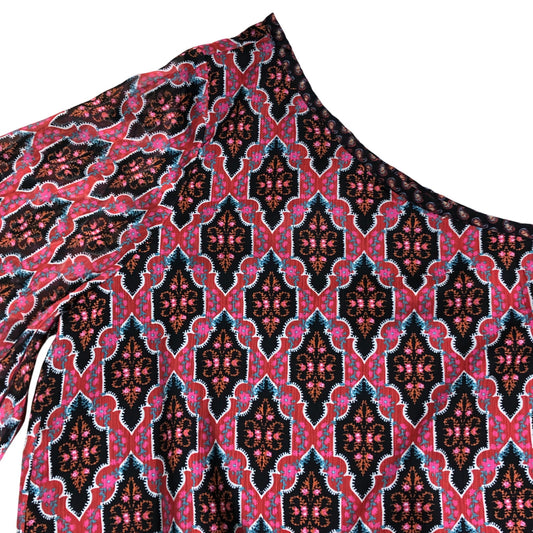 Branded Floral Print Blouse UK 12 Women's One Shoulder Flare Sleeve Top