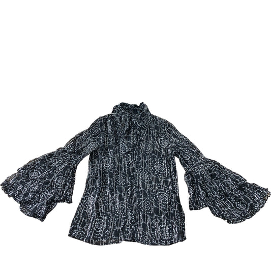 Branded Floral Metallic Blouse - Size 8