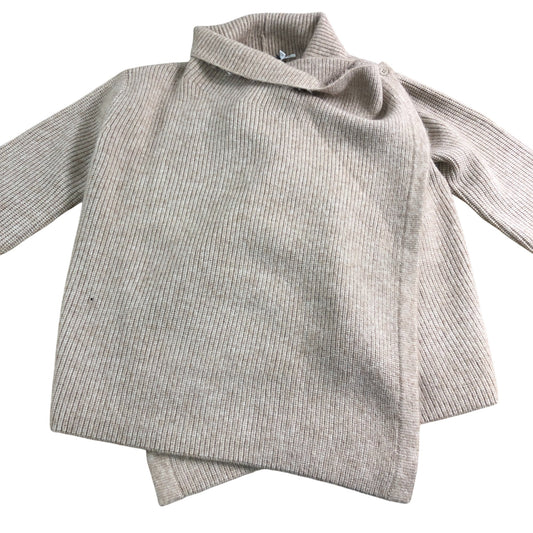Branded Neutral Asymmetric Knitted Cardigan - Size 10