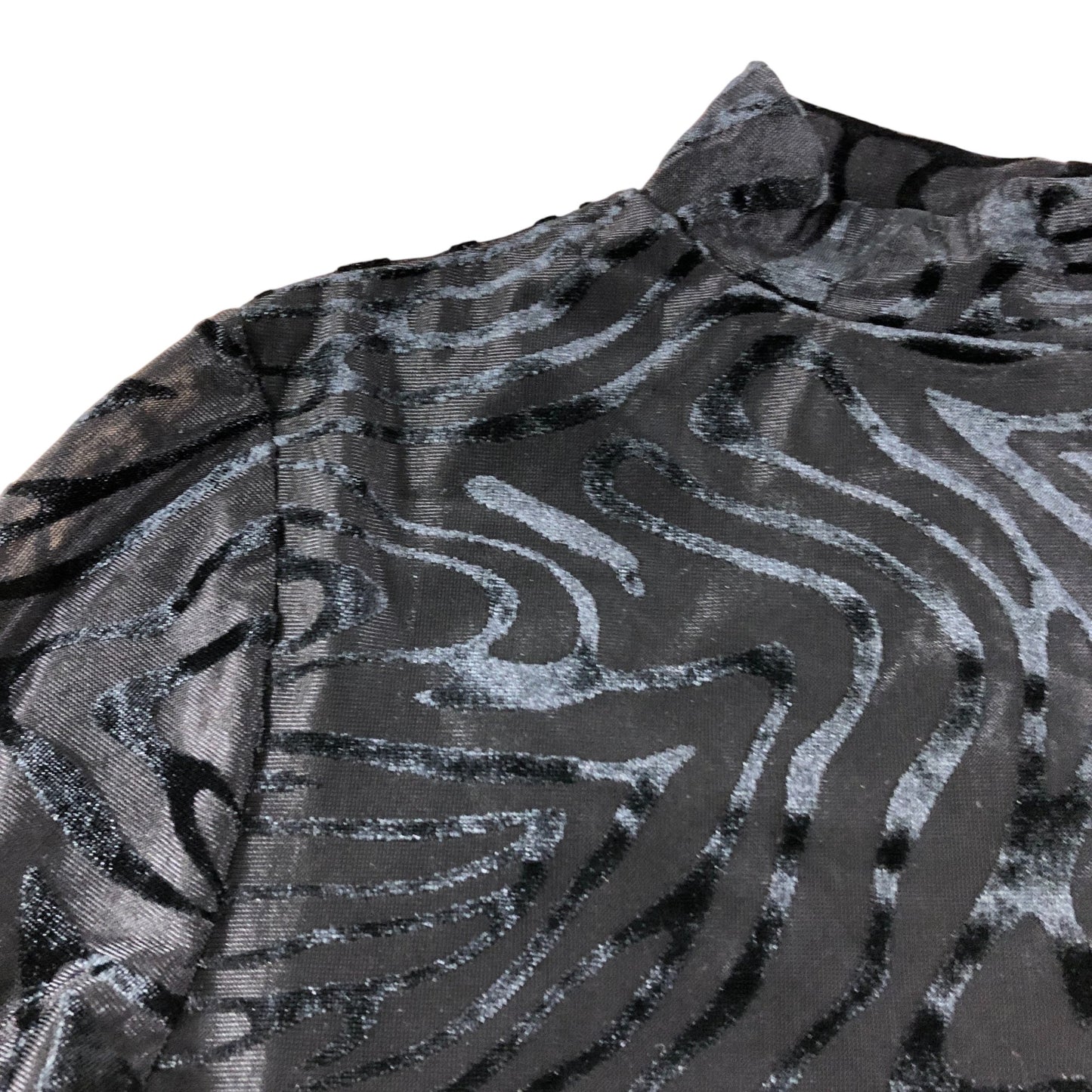 Branded Black Zebra Velvet Turtle Neck Top - Size 8