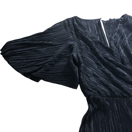 River Island UK8 Women's Black Pleated Jumpsuit Wide Leg Bell Sleeve