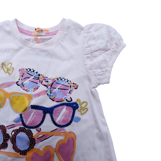 River Island Pink Girls T Shirt 12 18 Months Sunglasses Design Short Sleeve