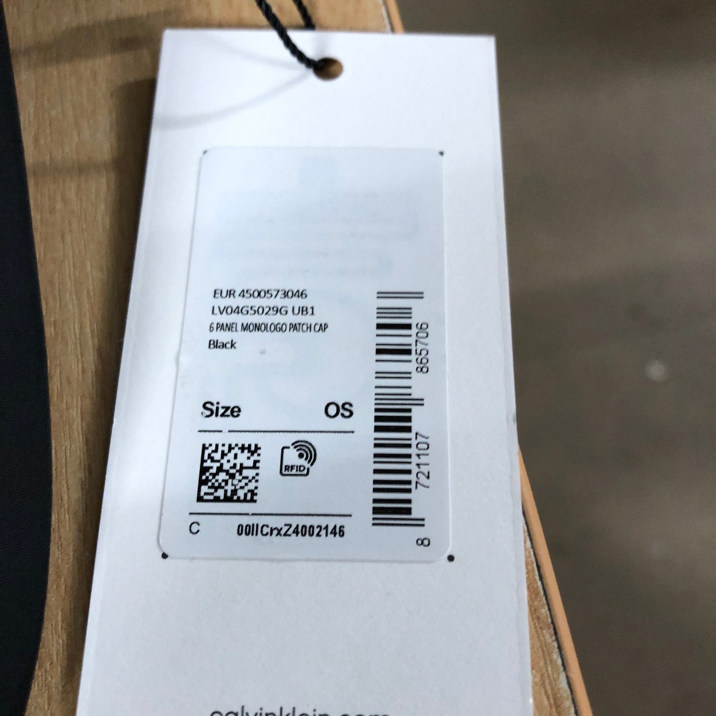 Calvin Klein Jeans 6 Panel Monologo Patch Cap OS Men's Black Hat