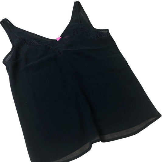 Black Lace Trim V Neck Camisole Top Women's Sleeveless Elegant XS