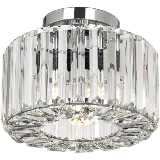 Frideko Home Crystal Ceiling Light Fixture Chrome Retro Style Lighting