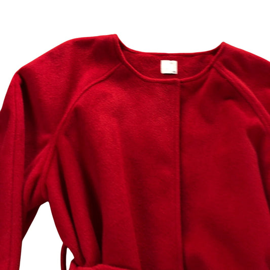 Size 20 Women's Red Fleece Coat With Belted Waist Long Sleeve