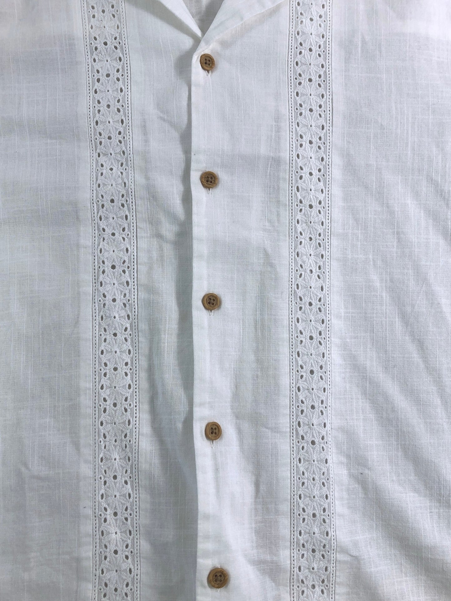 River Island White Short Sleeve Shirt Men's Casual Button Up Cotton Size XL