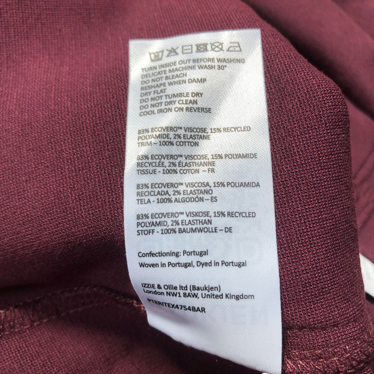 Baukjen Track Pants UK12 Women's Maroon Eco Viscose Thin Striped Activewear