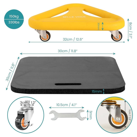 Belle Vous Abdominal Core Coaster Strength Workout Trainer with Knee Mat
