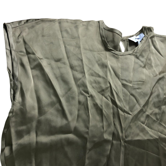 Branded Khaki Satin Short Sleeve Midi Dress - Size 10