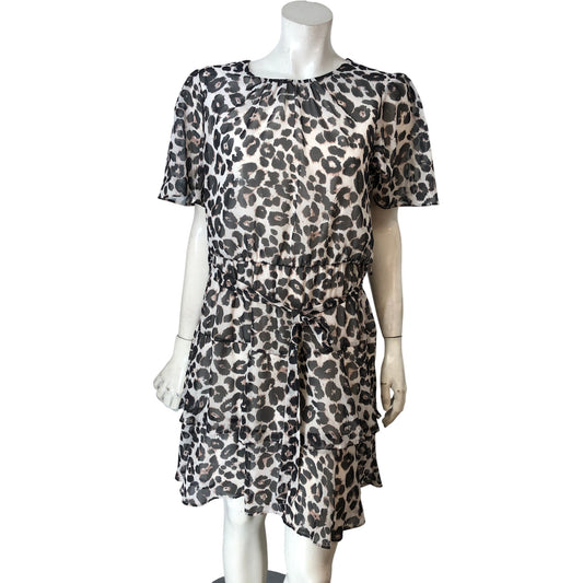 Friends Like These Women's Size 16 Leopard Print Dress Short Sleeve Tiered
