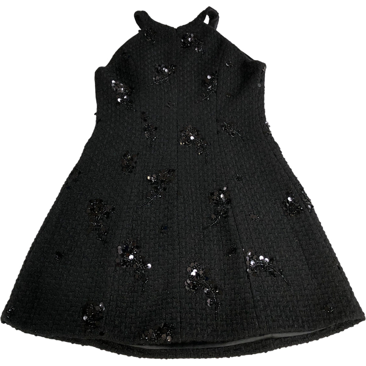 River Island Black Sequined Shift Dress UK8 Women's
