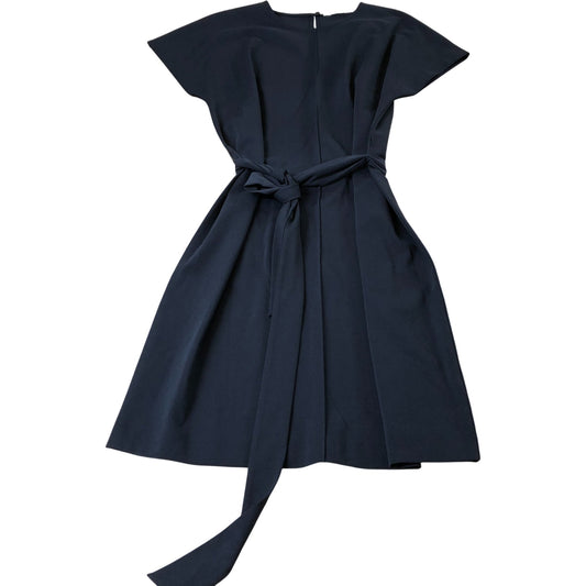 Navy Blue Dress Women's Tie Belt Short Sleeve Casual Style UK14