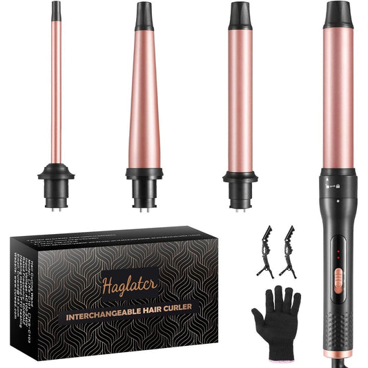 Interchangeable Hair Curler 4 In 1 Dual Voltage 360 Degree Rotating Power Cord
