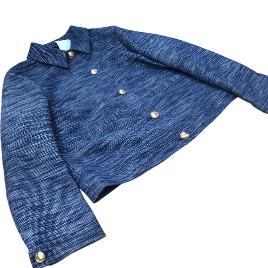 Stylish Jacket Women's Blue Textured Design With Buttons UK18