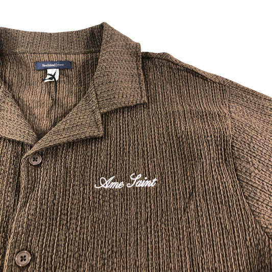River Island Men's Casual Short Sleeve Shirt Size L Brown Textured