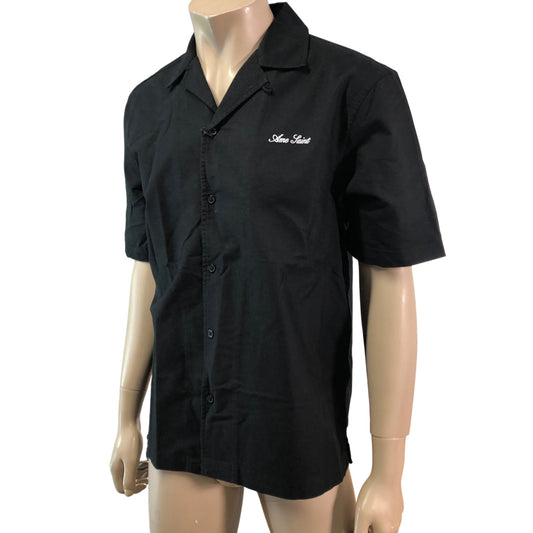 RIVER ISLAND Studios Button Up Short Sleeve Shirt M Men Black Casual Wear