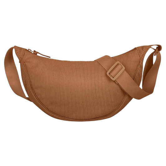 AUCUU Crossbody Crescent Bag Brown Corduroy