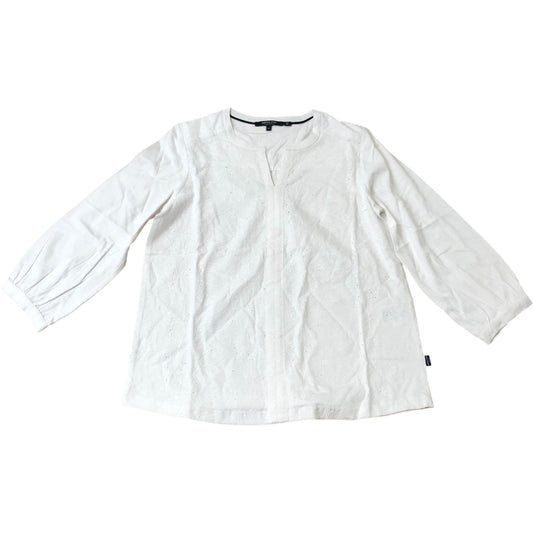 Weird Fish Women's White Organic Cotton 3/4 Sleeve Top Blouse Size 10