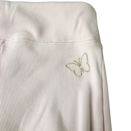 Girls YPB Rib Mini Flare Leggings 7-8 Years Pink Ribbed Butterfly Detail