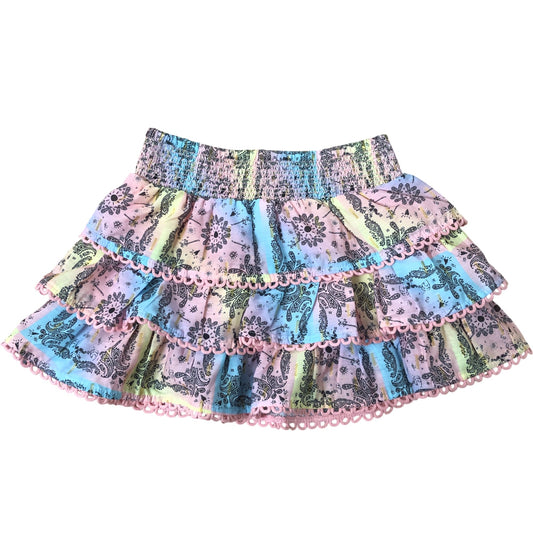 River Island Girls Multi Coloured Frill Skirt Age 2-3 Years Floral Print
