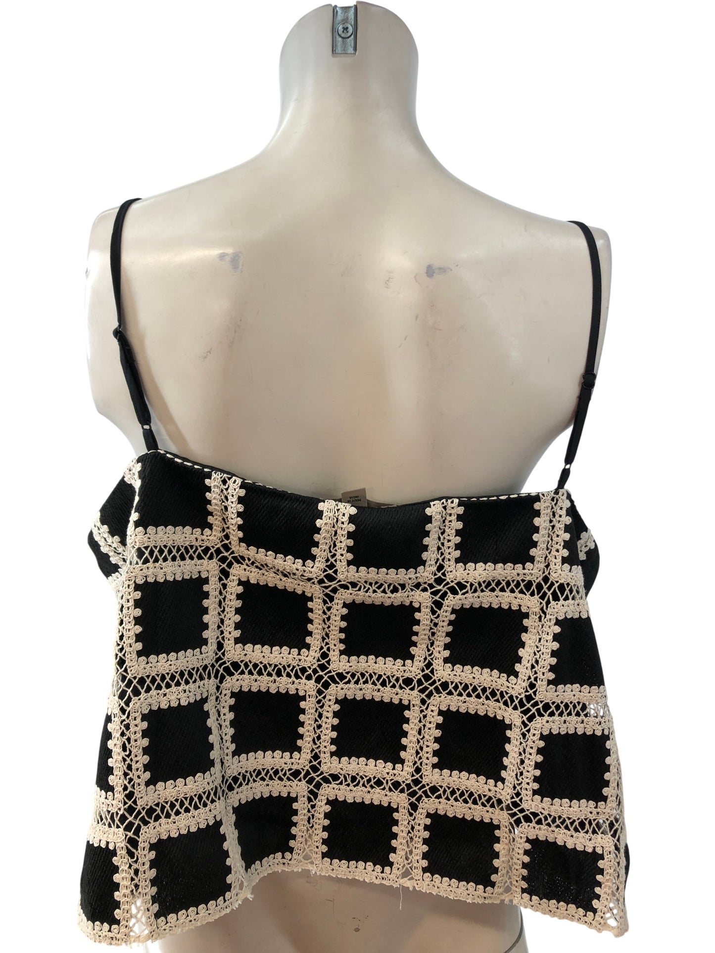 Rivers Island Studio Top UK18 Women's Black Crocheted Square Pattern Sleeveless