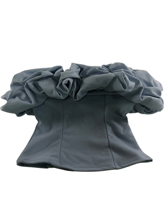 River Island Blue Ruffle Bardot Top UK M