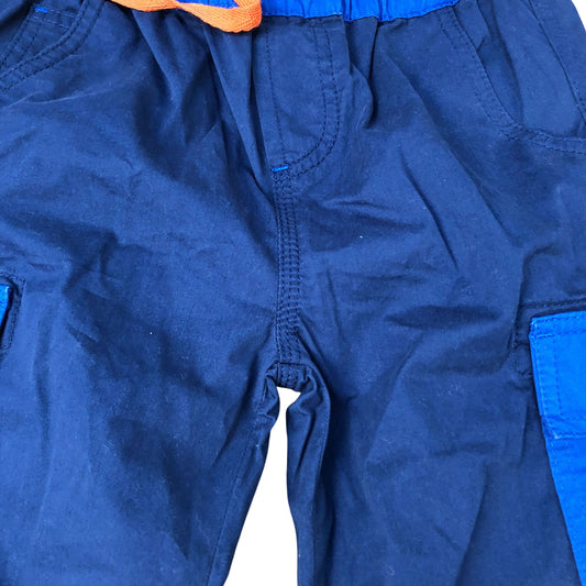 Cargo Trousers Kids Age 7-8 Years Blue Waist Drawstring