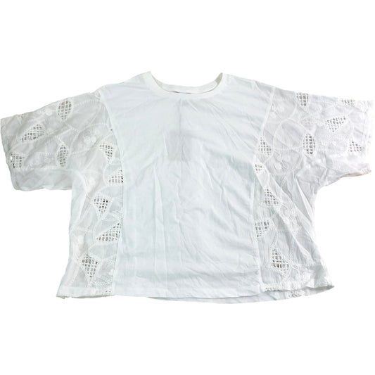 River Island Women's Lace Detail Top UK S White Cotton Short Sleeve Blouse