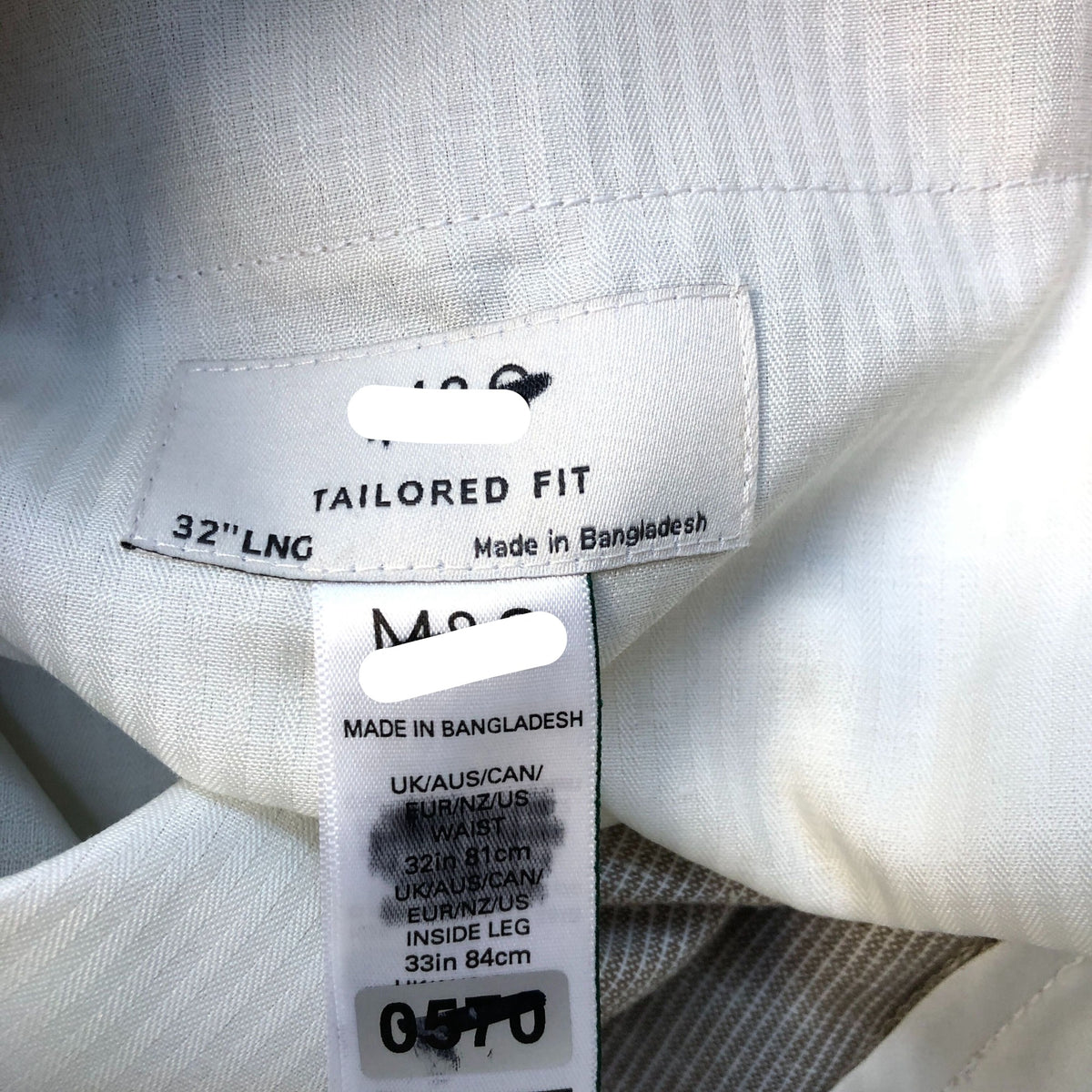 Beige Cotton Flax Blend Tailored Fit Trousers 32"