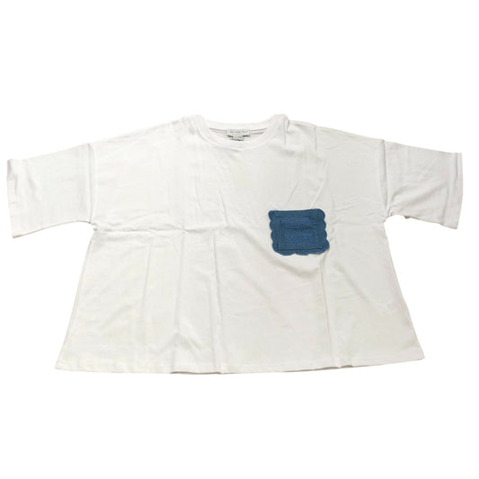 White Denim Pocket T-Shirt XXXL Women's Cotton Short Sleeve
