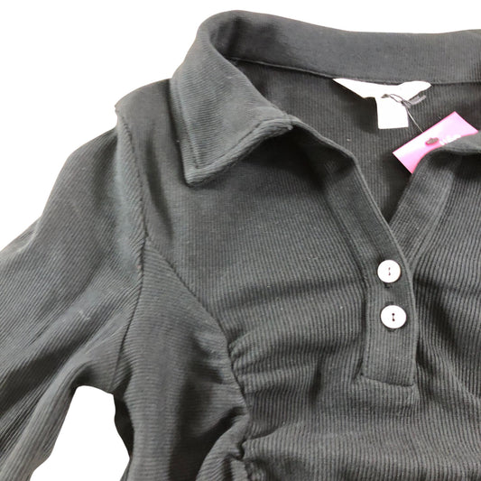 River Island Black Long Sleeve UK M Women's Ruffled Top