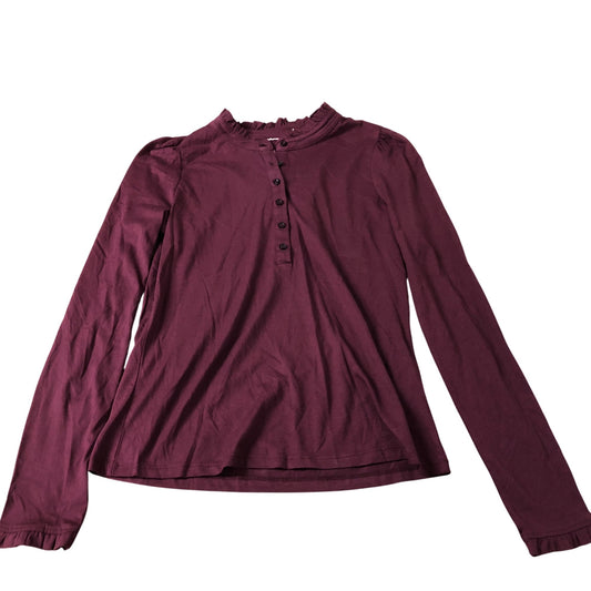 Boden Long Sleeve Blouse Women's Burgundy Ruffle Neck Casual Top UK10