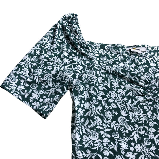 Green Floral Sweetheart Jersey Midi Dress - Size 12