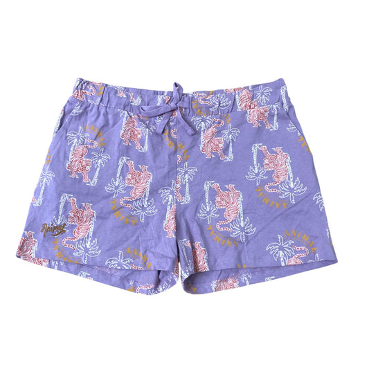 Animal Purple Tiger Print Pyjama Shorts Organic Cotton Size 14