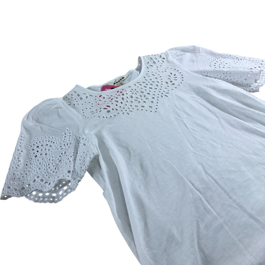 Boden Women's White Embroidered Top Stylish Short Sleeve Blouse UK10