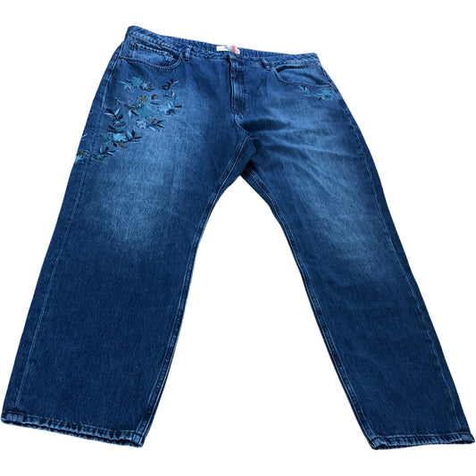 Embroidered Boyfriend Jeans Size 22 Women's Mid Denim