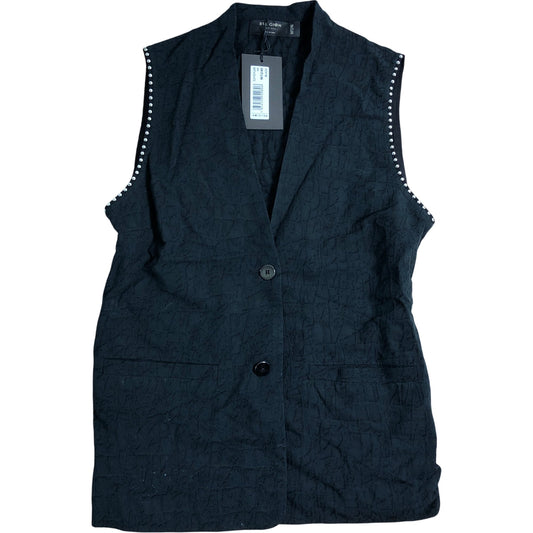 Branded London Women's Black Vest Top Size M 12 40 Crinkled Design With Studs